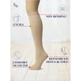 thumbnail image 3 of HUGH UGOLI Women Cotton Knee High Socks, Long Dress School Uniform Socks for Girls, Soft & Lightweight Boot Socks, Shoe Size: 8-11, Light Beige / Black, 4 Pairs, 3 of 6