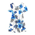 thumbnail image 7 of Auroural Girls Dresses 9-10 Years Old Girl's Flower Print Round Neck Short Sleeve Dress Classic Girls Back Summer Dress, 7 of 7