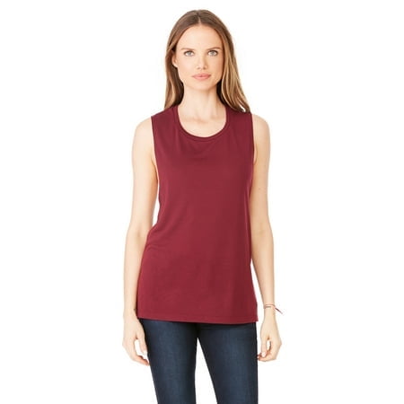 Bella Canvas Womens Flowy Scoop Blended Muscle Tank, S, Maroon