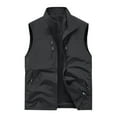 thumbnail image 3 of UVEASISHA Outdoor Vest for Men Hiking Travel Waistcoat Mesh Quick Dry Lightweight Cargo Vest Full Zip Sleeveless Stand Collar Vest with Pockets Black L, 3 of 5