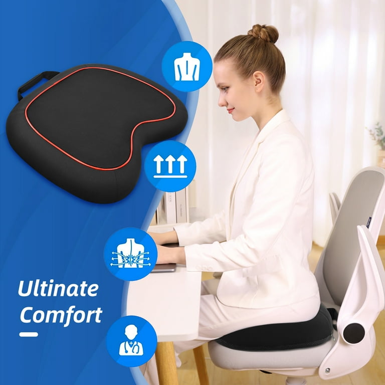 Seat Cushion Office Chair Cushions Detachable Cover Washable Anti Slip with  Zipper Memory Foam Pillow Seat Pad for Home Office Driving Dark Blue
