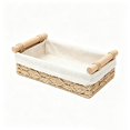 thumbnail image 3 of Aurorax Hand Woven Storage Basket with Wooden Handles Decorative Woven Basket Boho Rustic Farmhouse Natural for Shelves Bathroom Kitchen Closet Countertop Home Organization, 3 of 8