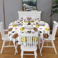 thumbnail image 2 of Colorful Softball and Fashion Icons Pattern Round Tablecloth 60"x60",Wrinkle Wipeable Table Cloth for Kitchen Dining Room Picnic Patio Party, 2 of 6