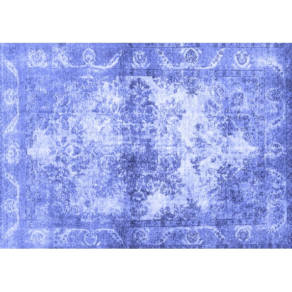 Ahgly Company Indoor Rectangle Abstract Blue Contemporary Area Rugs, 3' x 5'