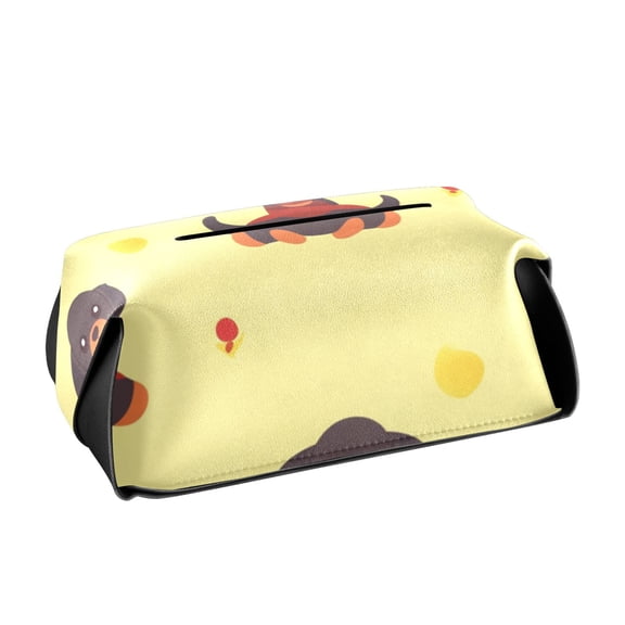 Cute Dog Pattern Tissue Box Cover Leather Square Rectangle Tissue Box Holder for Bathroom Living Room Desk Office Decor