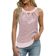 thumbnail image 2 of Nfurl Sequin Halter Tops for Women Evening Party Sleeveless Glitter Sparkly Tank Tops Dressy Casual Cocktail Night Out Club Clothes Pink S, 2 of 8