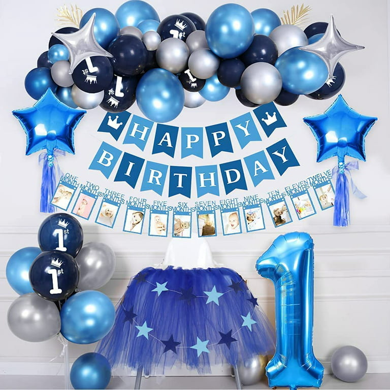 Licensed 1st Birthday Party Supplies Balloon Bouquet Decorations,  Compatible with Bluey Multicolored, Party Accessory