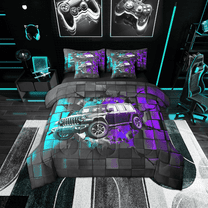 Erosebridal Fast Car Bedding Sets Twin Size,Extreme Sports Comforter Sets with Sheets,Plaid Buffalo Bed in a Bag Twin size,Super Cozy Teens Bedroom Decor,Reversible,7-Piece