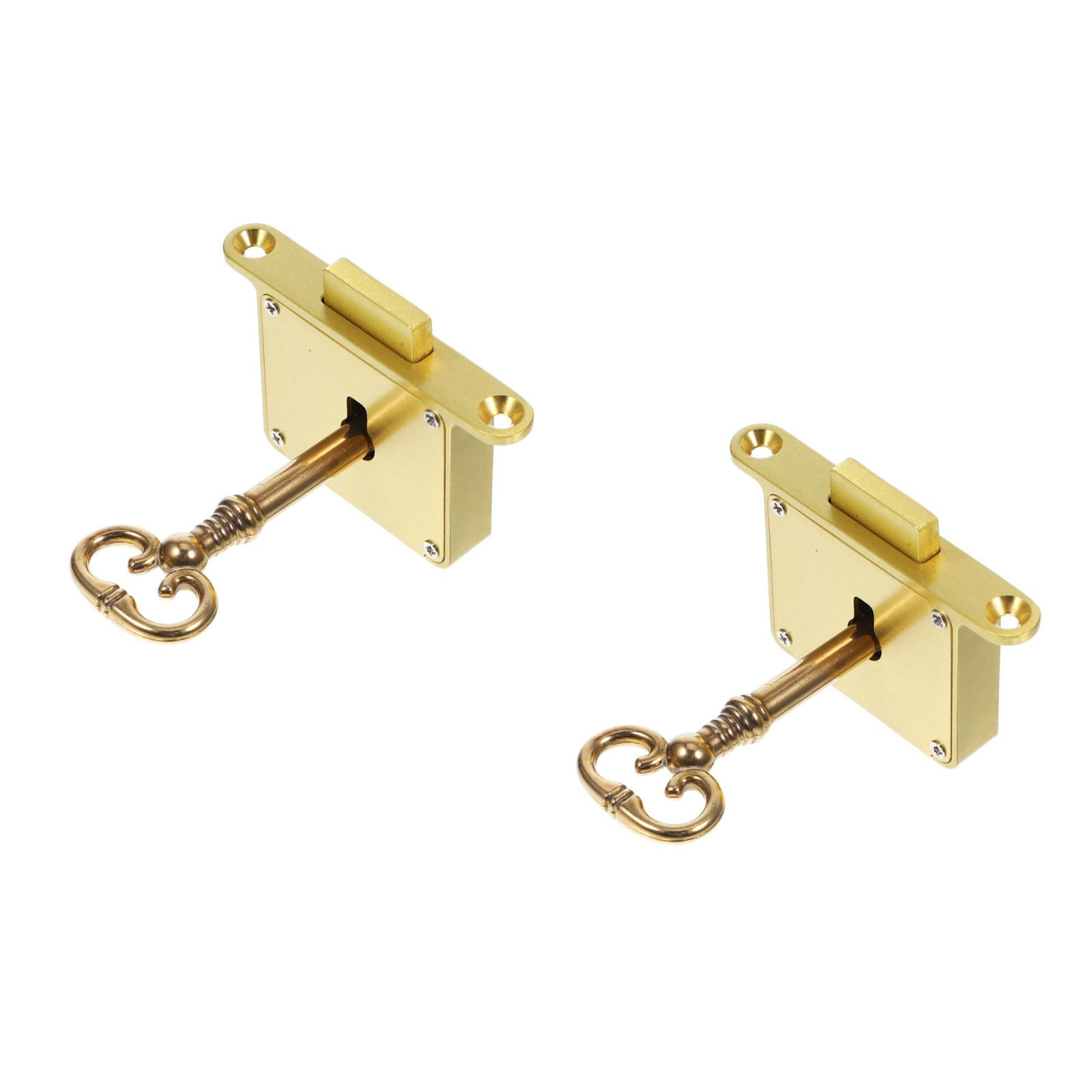 2 Sets Cabinet Lock with Key Desk Locks Kitchen Drawer Golden