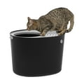 thumbnail image 5 of IRIS USA Round Top Entry Cat Litter Box Litter Particle Catching Cover and Privacy Walls with Scoop, Black/Light Gray, 5 of 6