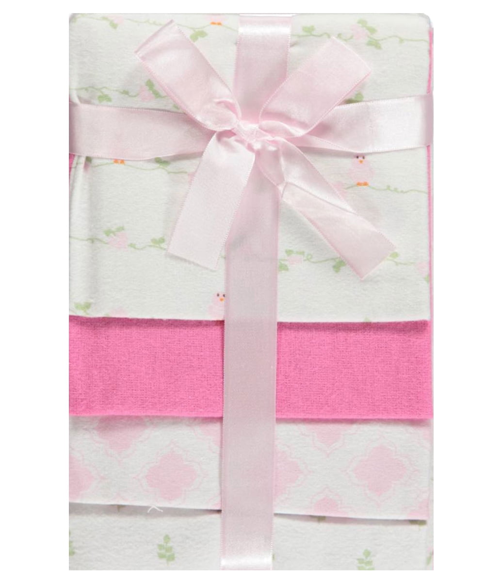 Luvable Friends Unisex Baby Cotton Poly Flannel Receiving Blankets, Bird 4-Pack, One Size