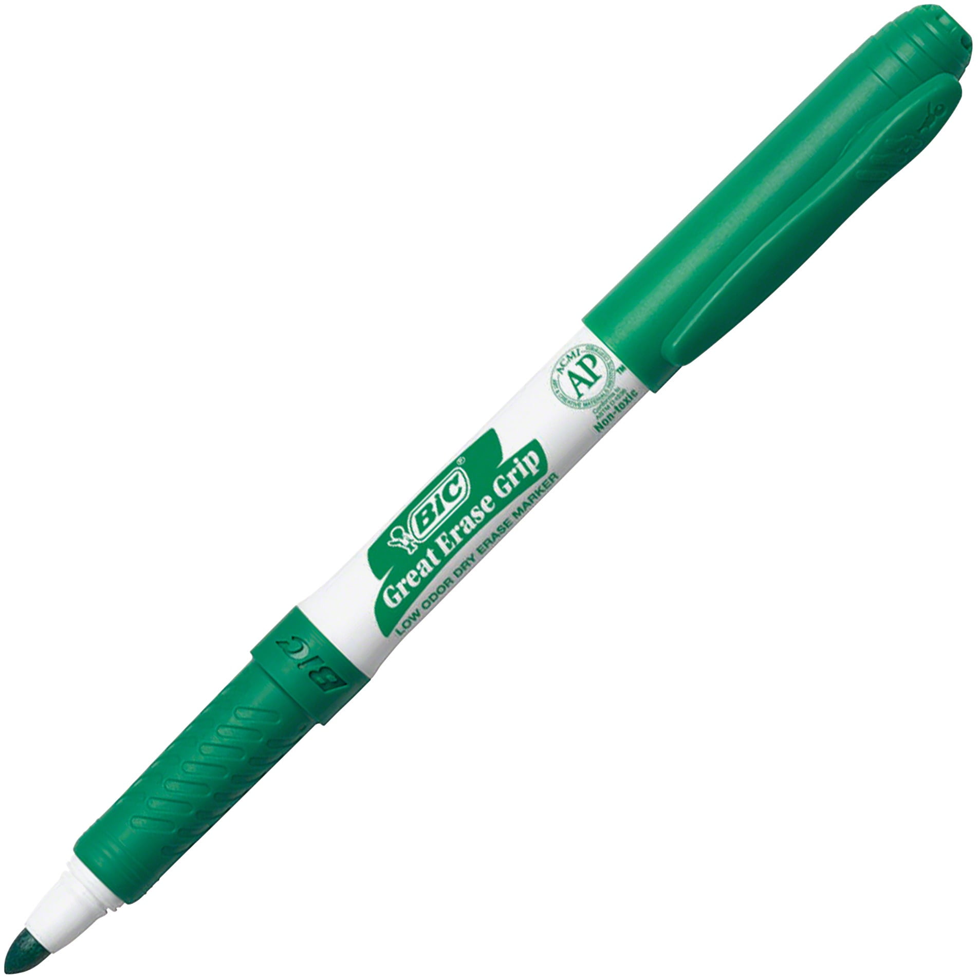 BIC Great Erase Grip Fine Point Dry Erase Marker, Green, Dozen