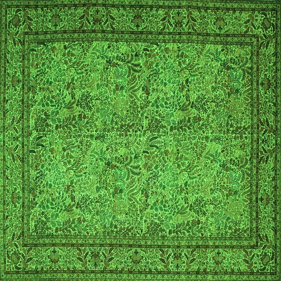 Ahgly Company Indoor Square Persian Green Traditional Area Rugs, 8' Square