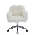 thumbnail image 4 of KCC Fluffy Office Desk Chair, Faux Fur Modern Swivel Armchair with Wheels, Soft Comfy Fuzzy Elegant Accent Makeup Vanity Chairs for Women Girls, Home Living Dressing Room Bedroom, White, 4 of 8
