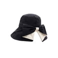 thumbnail image 3 of Women Foldable Bowknot Wide Brim Sun Hat, 360° UV Protection Breathable Cap, Lightweight Travel Beach Summer Headwear (Black), 3 of 7