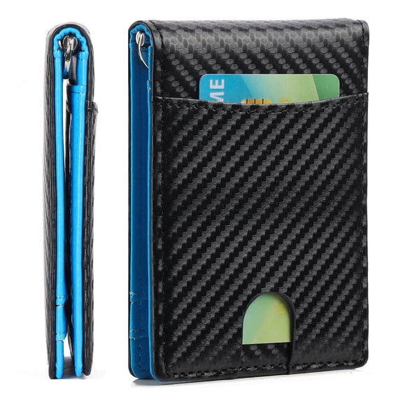 LOUEBICA Wallet for Men Leather Slim Bifold Card Holder RFID Blocking Minimalist Front Pockets Wallet with Money Clip