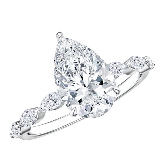 Rosec Jewels IGI Certified Lab Grown Diamond 2 Carat Pear Shaped Engagement Ring (E-VS1 Grade), 925 Sterling Silver, US 4.00