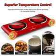 thumbnail image 2 of Techwood 1800W Electric Hot Plate Cooktop for Cooking,Infrared Ceramic Countertop Stove Top 2 Burners,Stainless Steel Portable Electric Burner,Knob Control,Easy To Clean(Red), 2 of 7