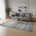 thumbnail image 2 of HomeRoots 674313 5 x 8 ft. Gray & Ivory Plaid Transitional Washable Machine Made Rectangle Area Rug with UV Protection, 2 of 9