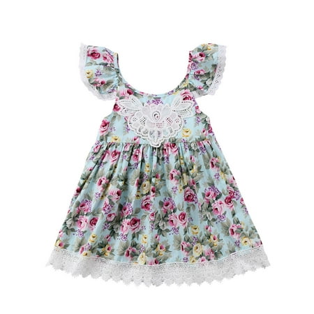 

Summer Dress Kids Baby Girl Floral Dress Cotton Short Sleeve Backless Princess Dresses Sundress Lace Party Dresses Baby Clothing