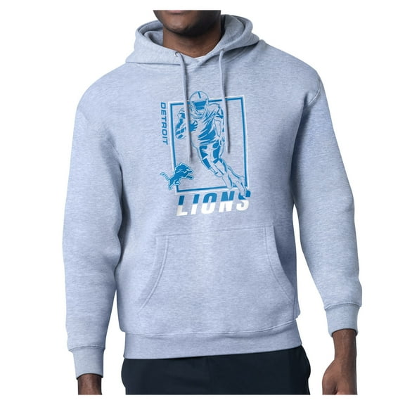 Men's Starter Heather Gray Detroit Lions Player Grid Pullover Hoodie