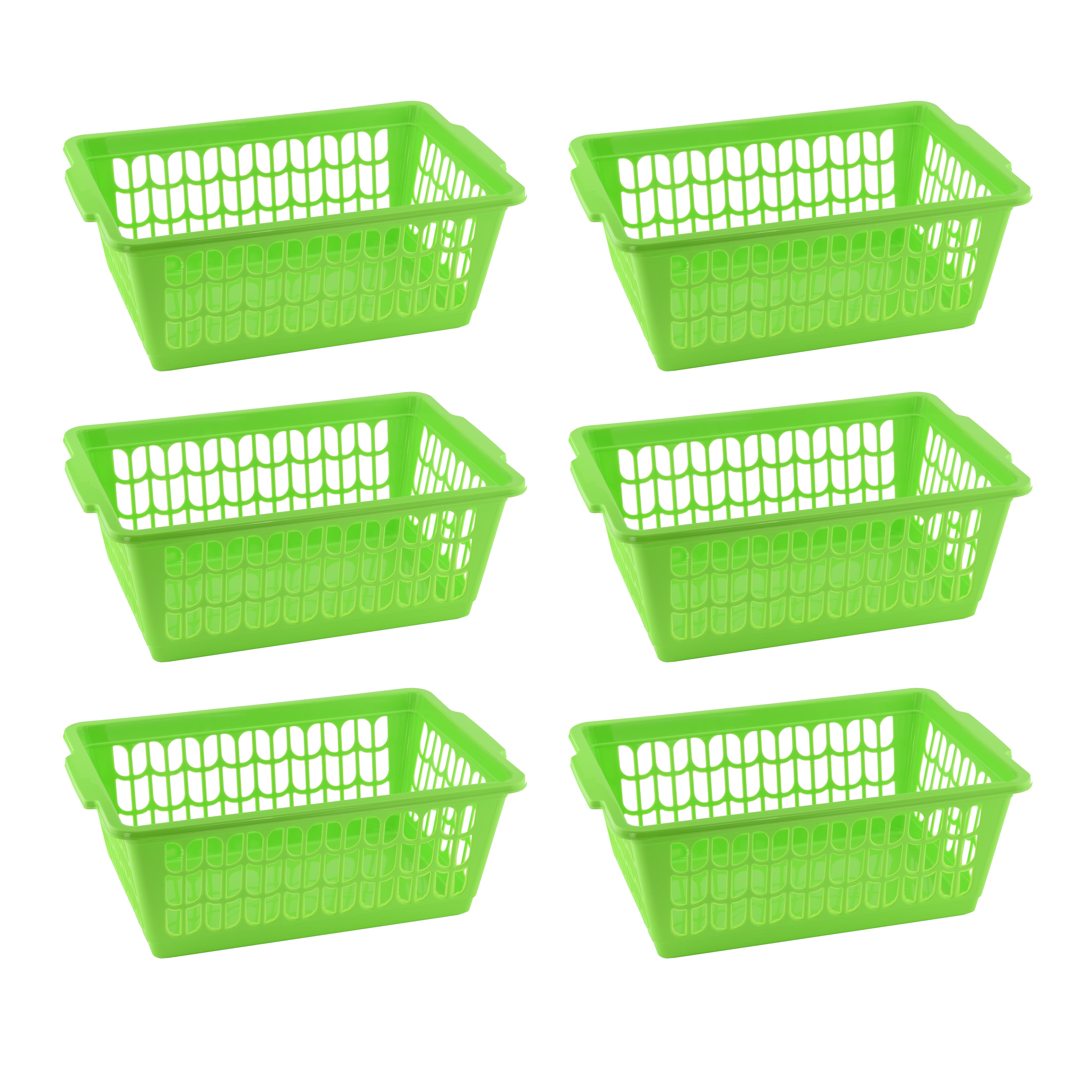 6 Pack Plastic Storage Baskets 11.2x7.5x3.8 Inch, Plastic Storage