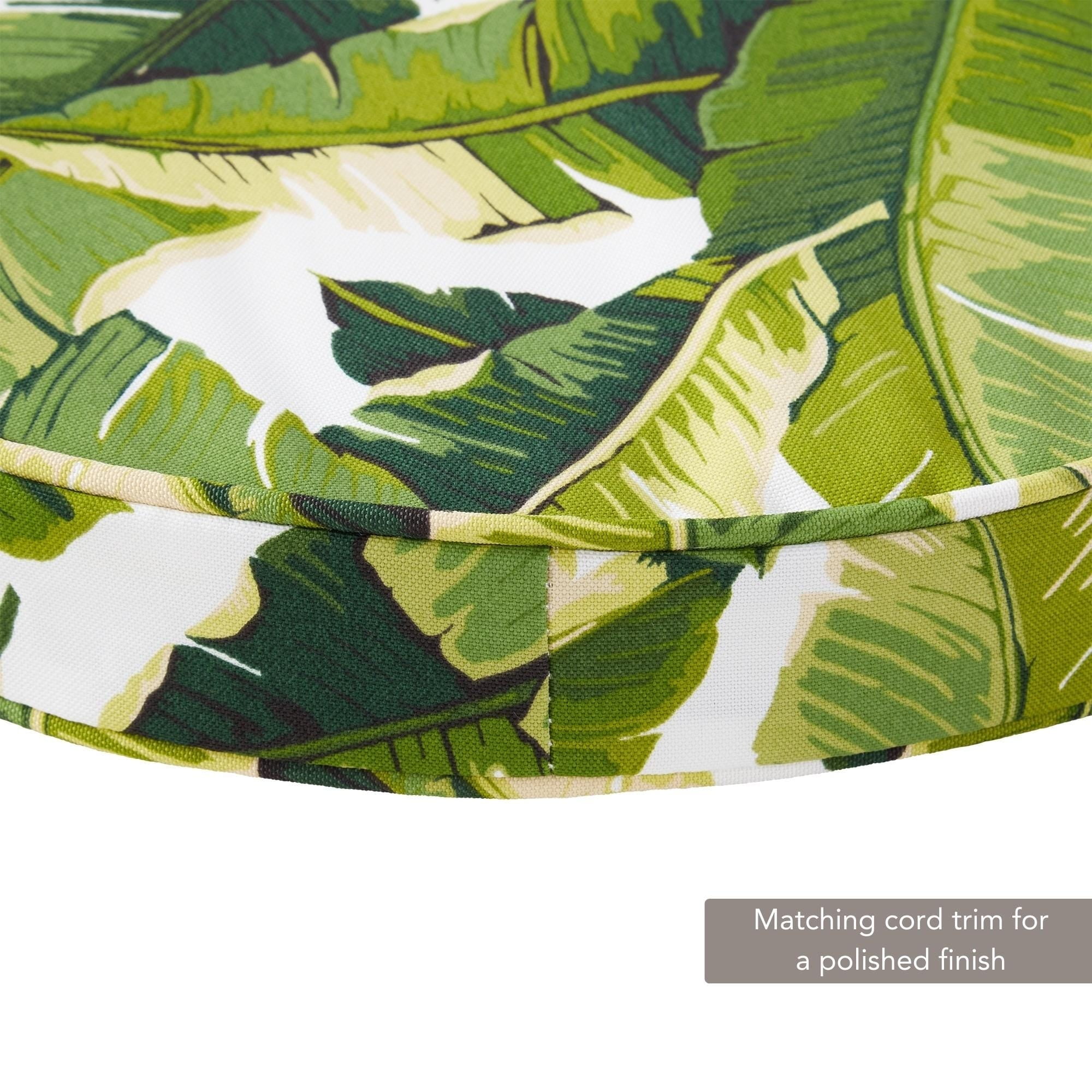Greendale Home Fashions Outdoor 18'' x 18'' Round Seat Pad, Set of 2, Palm Leaves White