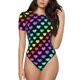 thumbnail image 1 of Balery Rainbow Hearts Body de cuello redondo de manga corta para mujer Tops de manga corta Tops básicos-Medium, 1 of 7