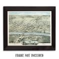 thumbnail image 5 of Bird’s Eye View of Waco Texas 1873 Vintage City Map Historic Brazos River Bridge Town Aerial Illustration Western Wall Art Texas Decor Home Office Library Study Interior Display 11x14 Unframed Poster, 5 of 9