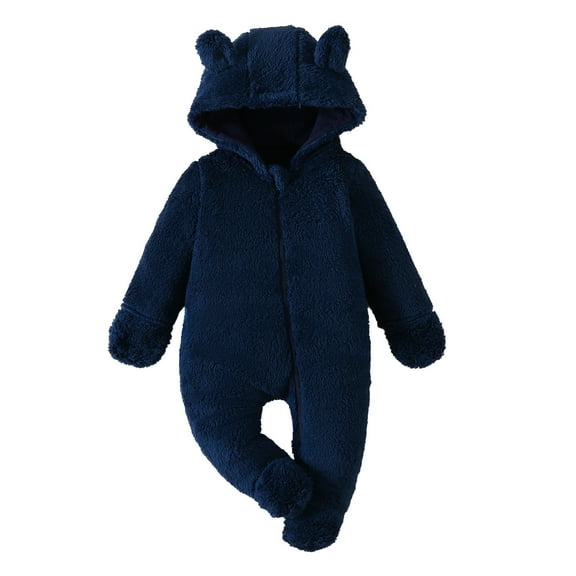 Zshosam Baby Fleece Jumpsuit Baby Newborn Baby Snowsuit Romper Winter Thick Fleece Jumpsuit Infant Coat for Girls Boys Size 0 3 Months,(Blue 0-3 Months)