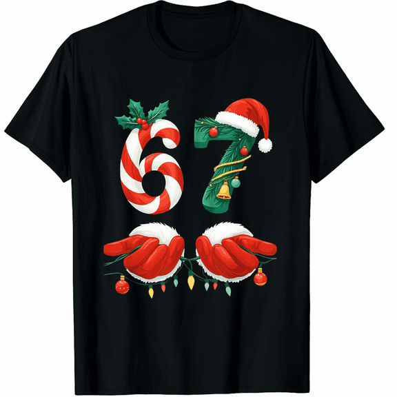 67 Christmas 6 7 Meme Outfit Holiday Gen Alpha Slang T-Shirt for Adults Men and Women
