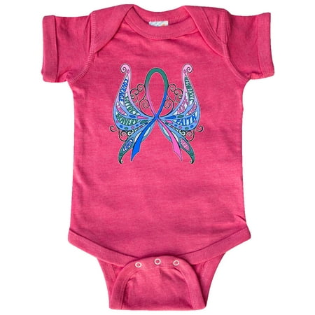 

Inktastic Thyroid Cancer Awareness with Butterfly Ribbon Words Gift Baby Boy or Baby Girl Bodysuit