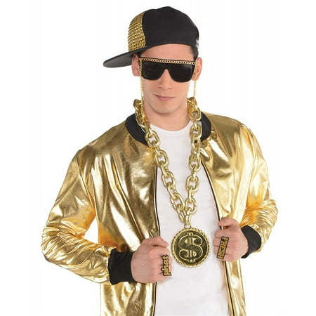 Old School Bling Mens Adult 90S Hip Hop Rapper Costume Dollar Necklace