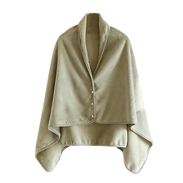 Chal de franela de invierno para mujer, grueso, de color sólido, manta, capa cálida, chal, top de poliéster para mujer