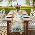 thumbnail image 4 of Table Runners 120 Inches Long Dress Scarves, Easter Farmhouse Coffee/Dining/Kitchen Table Runner for Living Room, Pink Plaid Blue Truck Eggs Bunny Retro Art 13x120 Inch, 4 of 9