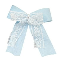 Lilixerw Christmas Fabric Bow Decor,Velvet Xmas Bow with Lace Edge for Xmas Tree,Gift Packaging,Home Decor,Festival Party Ornament,5.12Inch,Light Blue