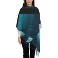thumbnail image 3 of Sikiie Vintage Blue Pattern Whale Shawl Wraps Big Scarf Tassel Fall Winter Thick Scarf Warm Shawl Women Fall Gifts, 3 of 8