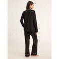 thumbnail image 4 of Joyspun Women's Cozy Jersey Notch Collar Top and Pants Pajama Set, 2-Piece, Sizes XS-4X, 4 of 5