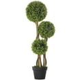 thumbnail image 1 of HOMCOM 35 Inch Artificial Boxwood Triple Ball Topiary Tree, Green, 1 of 10
