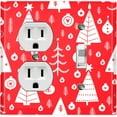 thumbnail image 1 of Metal Light Switch Plate Cover Festive Christmas Tree Ornaments Red XMS012, 1 of 13