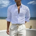 thumbnail image 2 of Afuyipoi T-Shirts Men,Striped Classic Collar Sun Protection Long Sleeve Shirt Blue 2XL, 2 of 7