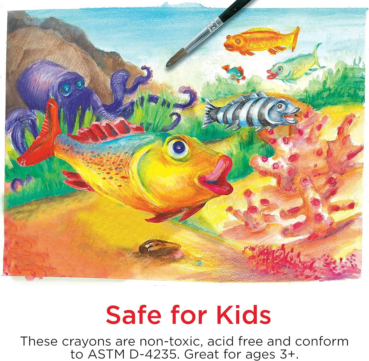 Faber-Castell Watercolor Crayons with Brush, 15 Colors - Art Supplies for Kids