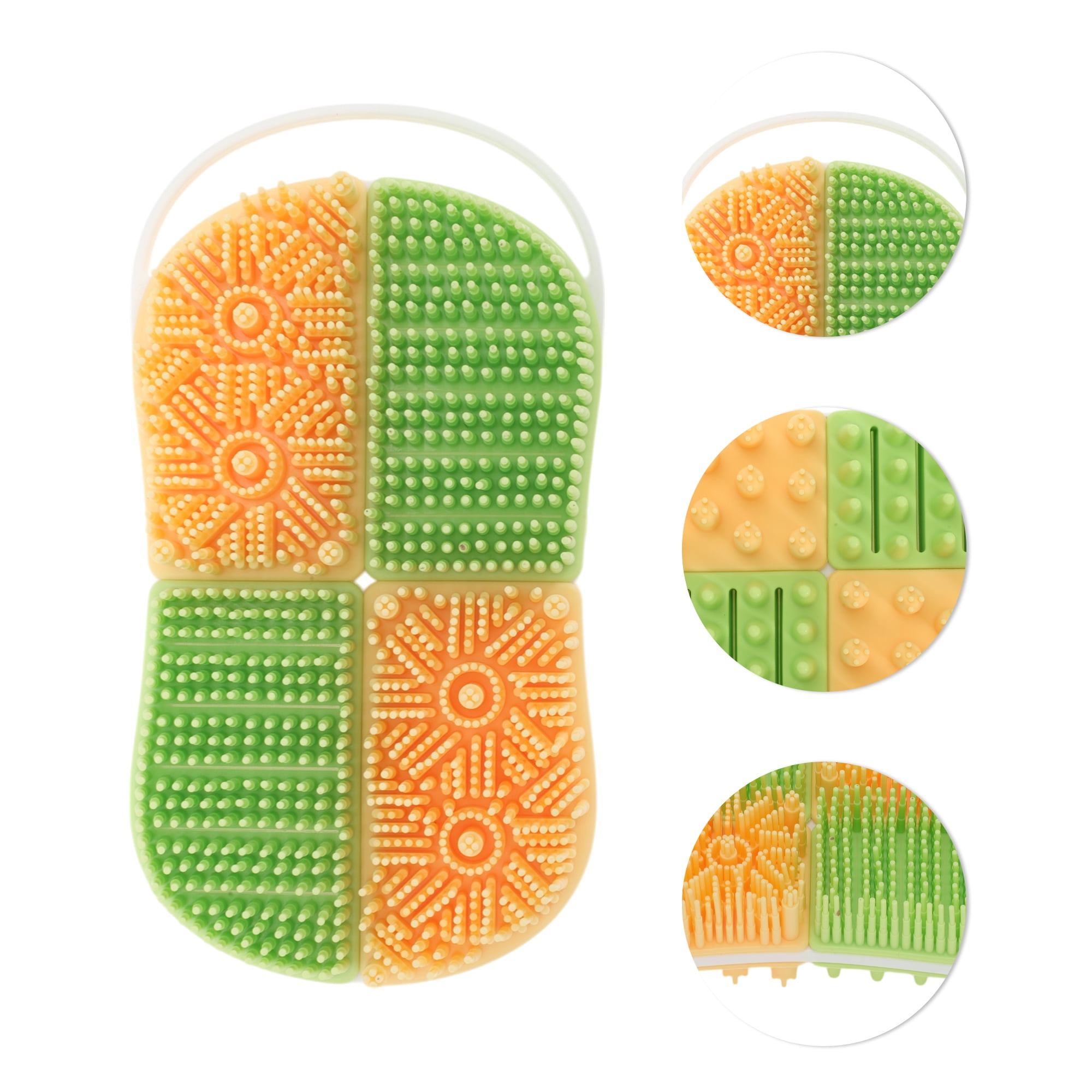 Unique Bargains Hangable Double-sided Bath Brush Shower Brush 1 Pc Yellow Green