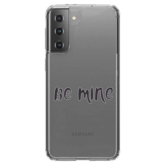 DistinctInk Clear Shockproof Hybrid Case for Galaxy S21 5G (6.2" Screen) - TPU Bumper Acrylic Back Tempered Glass Screen Protector - Be Mine - Valentine's Day
