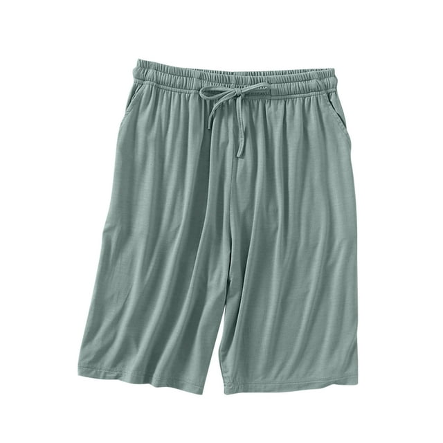 aidice Loungewear Shorts for Women Summer Drawstring Ruched Wide Leg Pants Solid Color Pajamas Shorts