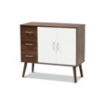 thumbnail image 1 of Baxton Studio Leena Mid-Century Modern Two-Tone White and Walnut Brown Acabado de madera con 3 cajones Buffet Baxton Studio 10455, 1 of 2