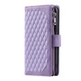 thumbnail image 2 of SaniMore for Samsung Galaxy S24 Plus Wallet Case, Wrist/Crossbody Lanyard, 3D Lattice PU Leather Kickstand Zipper Purse Card Slots Magnetic Clasp Shockproof TPU Shell Anti-drop, Purple, 2 of 10