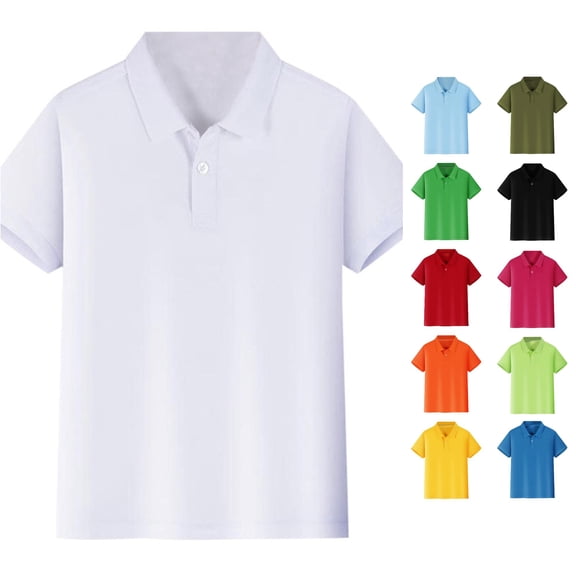 REDARER Kids Boys Short Sleeve Polo Shirt Soft Pique Fabric Button Front School Uniform Tops,7-8 Years