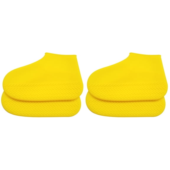 2 PCS Anti-skid Overshoes Reusable Covers Waterproof Ponchos Travel Yellow