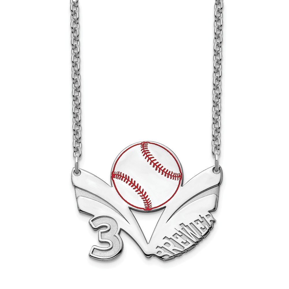 Baseball Number Charm Pendant Sterling Silver